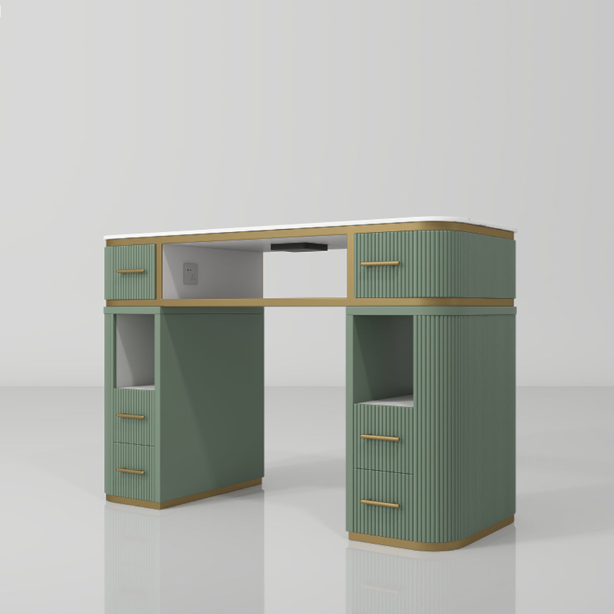 Manufakturo Manicure Table Glam Station with Build-in Dust Absorber Olive