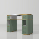 Manufakturo Manicure Table Glam Station with Build-in Dust Absorber Olive