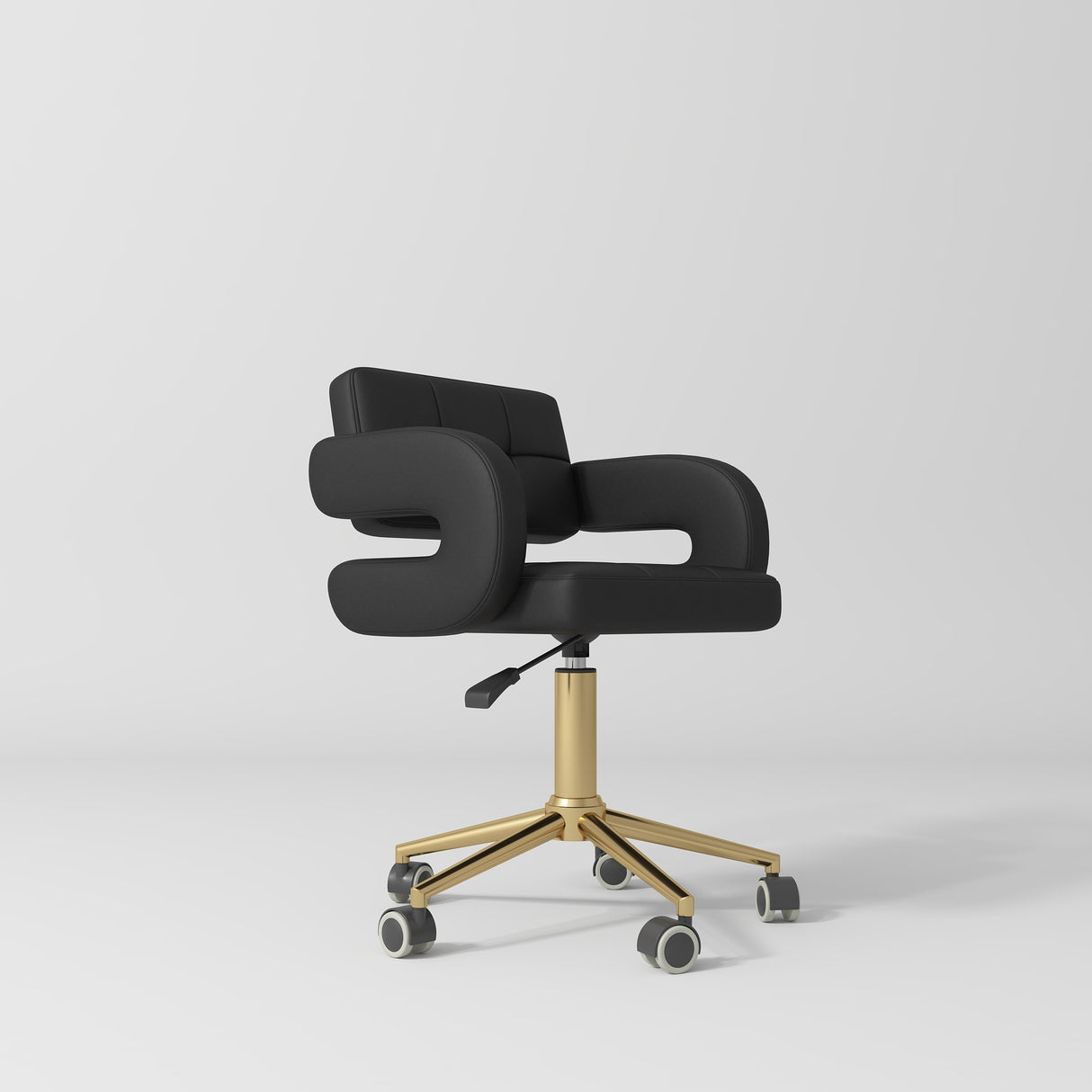Manufakturo Serenity Salon Chair - 360-Degree Rotation Gold Base Black