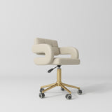 Manufakturo Serenity Salon Chair - 360-Degree Rotation Gold Base Light Brown