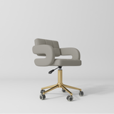 Manufakturo Serenity Salon Chair - 360-Degree Rotation Gold Base Pearl Greige