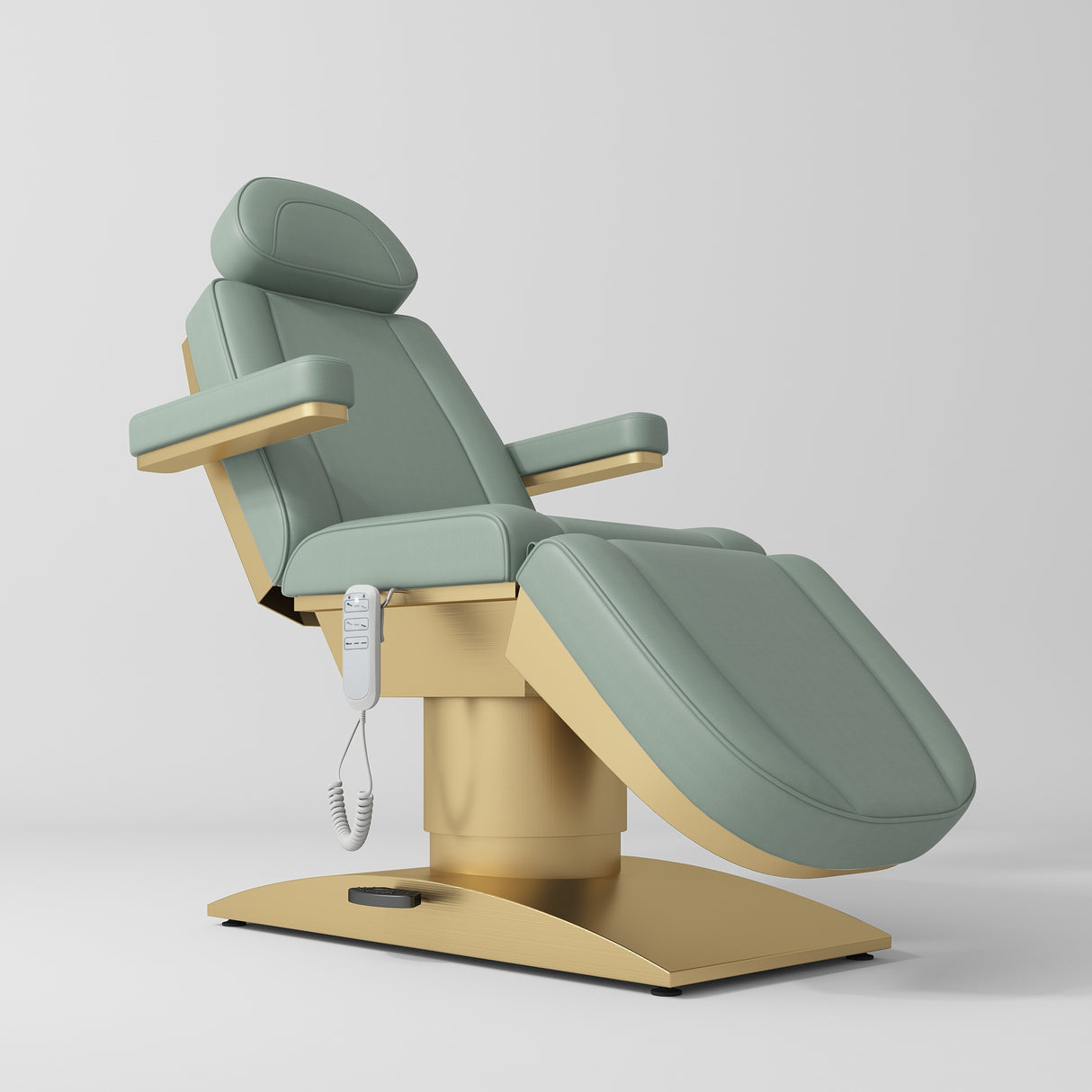 Manufakturo Virtue Luxury Electric Beauty Bed, 360° Rotation, Gold Titanium Frame Olive