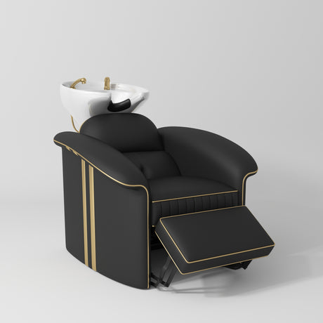 Manufakturo Monaco Luxury Hair Salon Backwash Unit Black - White Bowl