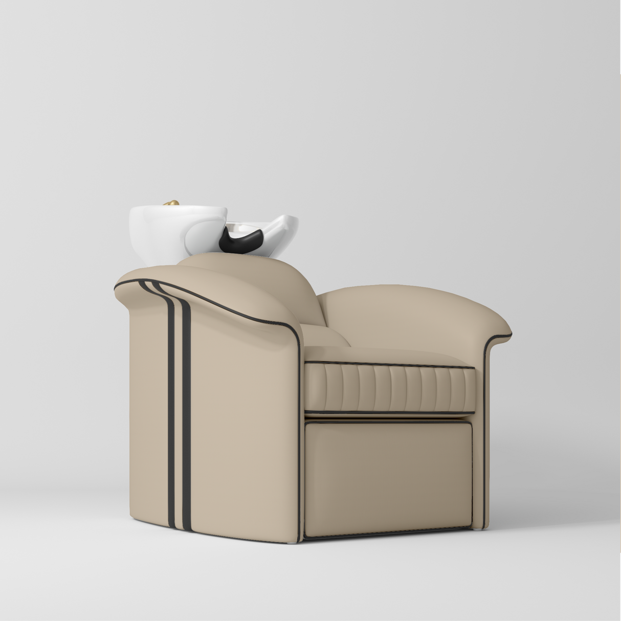 Manufakturo Monaco Luxury Hair Salon Backwash Unit Warm Beige - White Bowl