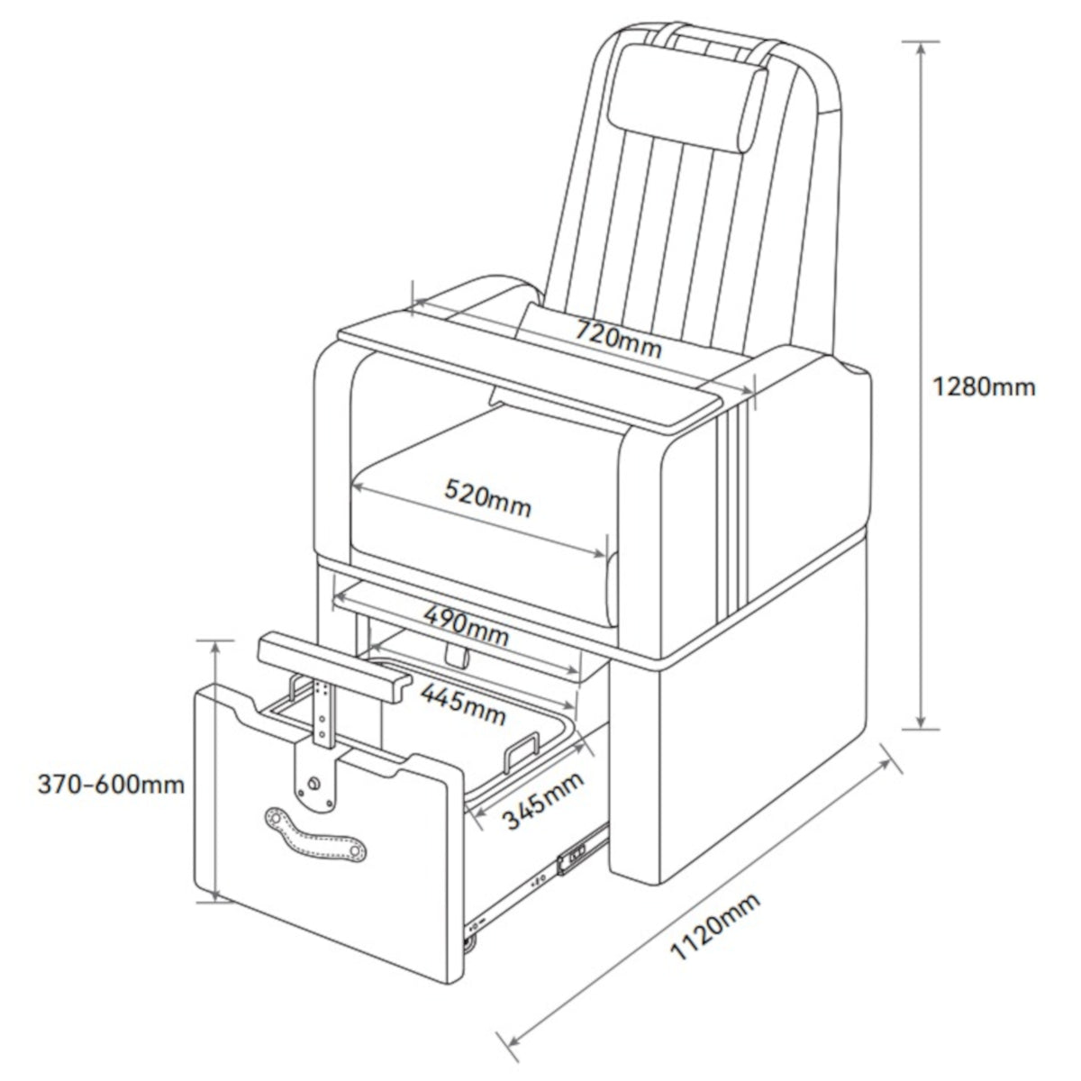 Manufakturo Perle Luxury Pedicure Chair – No Plumbing Required, Leather Upholstery Black