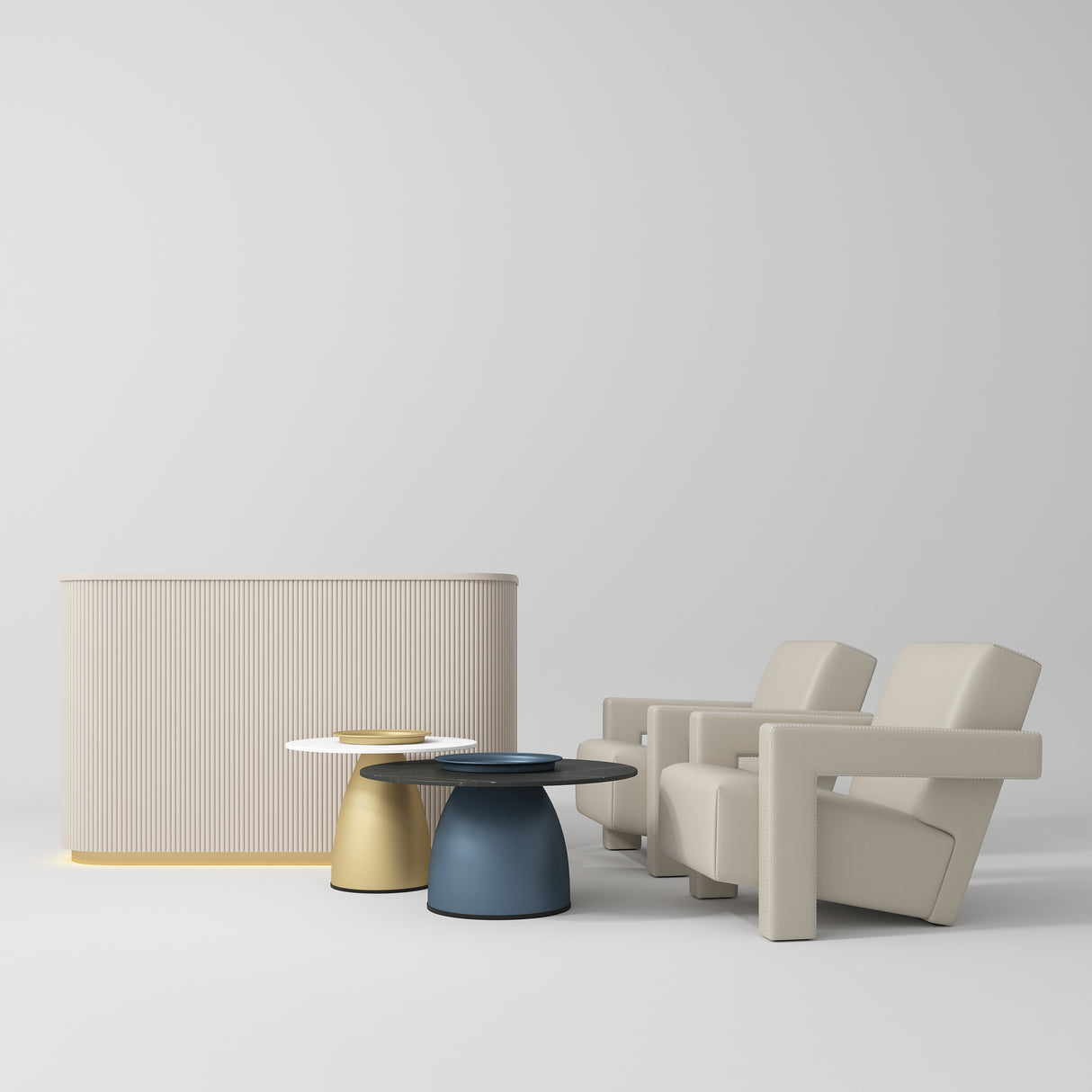 Manufakturo Complete Set 01 Reception Area for Luxury Salon Waiting Area Cappuccino