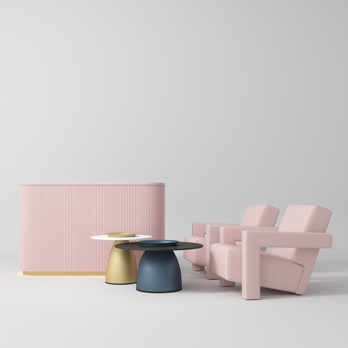 Manufakturo Complete Set 01 Reception Area for Luxury Salon Waiting Area Light Pink