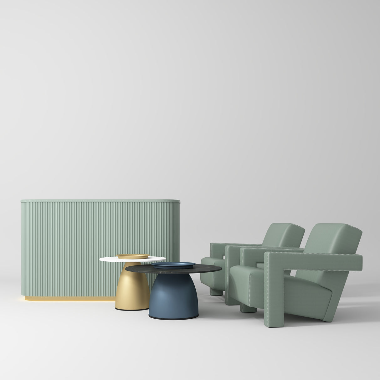 Manufakturo Complete Set 01 Reception Area for Luxury Salon Waiting Area Olive