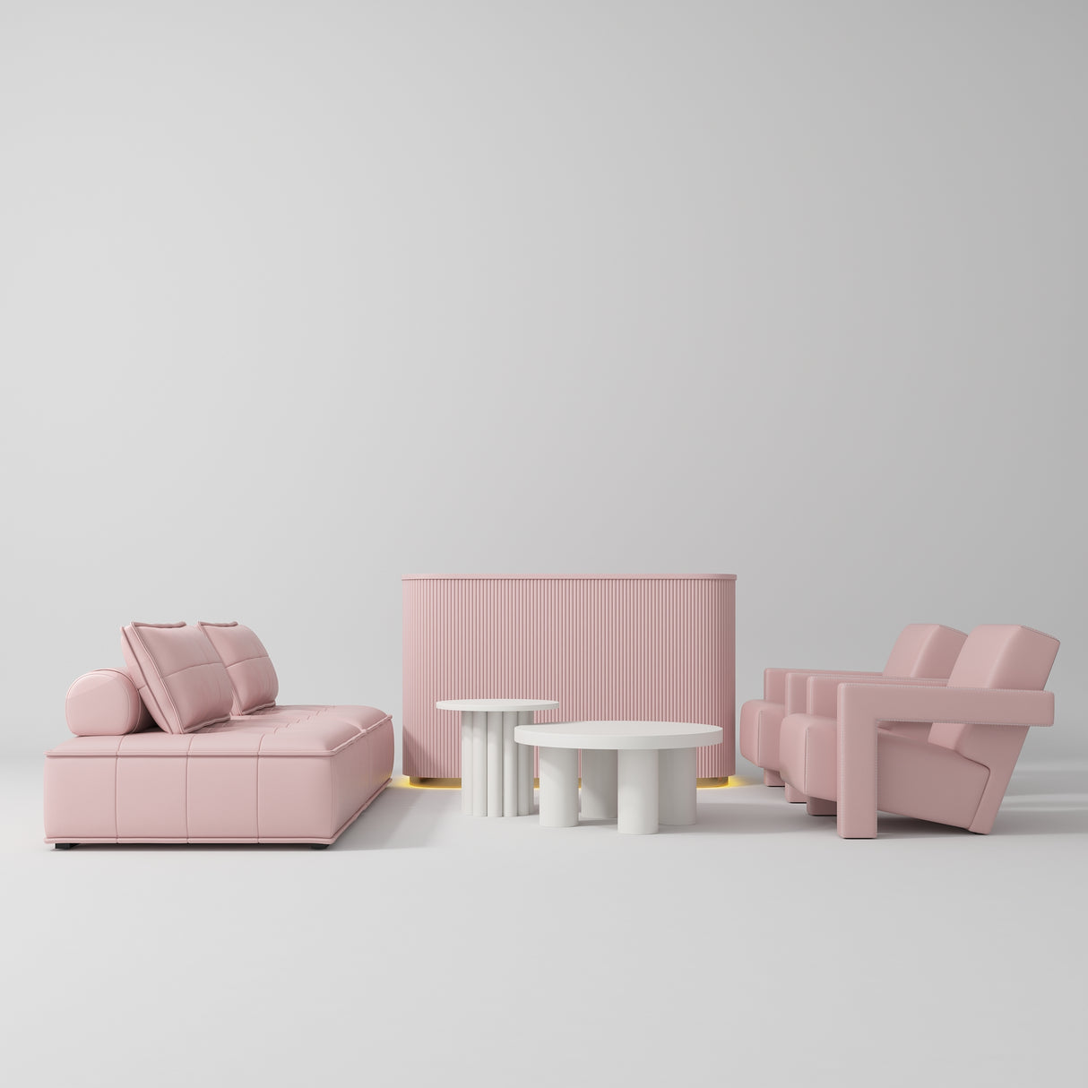 Manufakturo Complete Set 02 Reception Area - Chair & Sofa for Luxury Salon Waiting Area Bare Blush