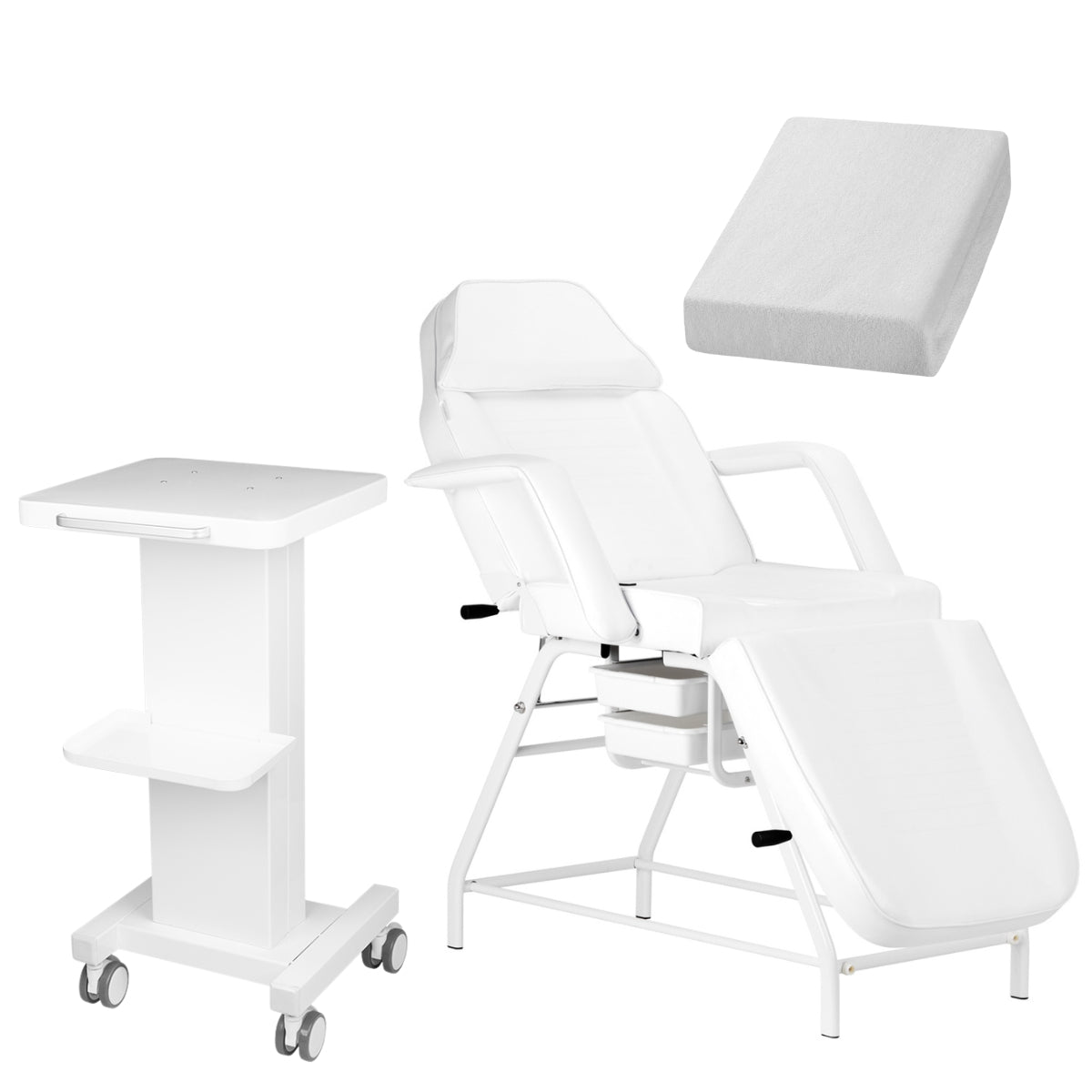 Salon Set - Cosmetic Chair 557A with Cuvette White | Terry Sheet Cover & Cosmetic Table for Device 090