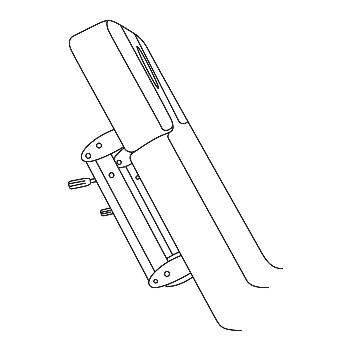 Black and white line art schematic of a mechanical device, possibly a treadmill belt assembly or industrial component, shown on a plain white background.