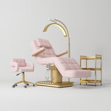 Manufakturo Saphir version B Light Pink – 4-Piece Beauty Studio Set: Luxury Bed, Chair, Lamp & Trolley