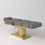 Manufakturo Aurélie beauty bed in Deep Ash with gold-finished base, flat view from above at an angle.