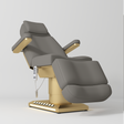Manufakturo Aurélie beauty bed in Deep Ash with gold-finished base, reclined front three-quarter view.