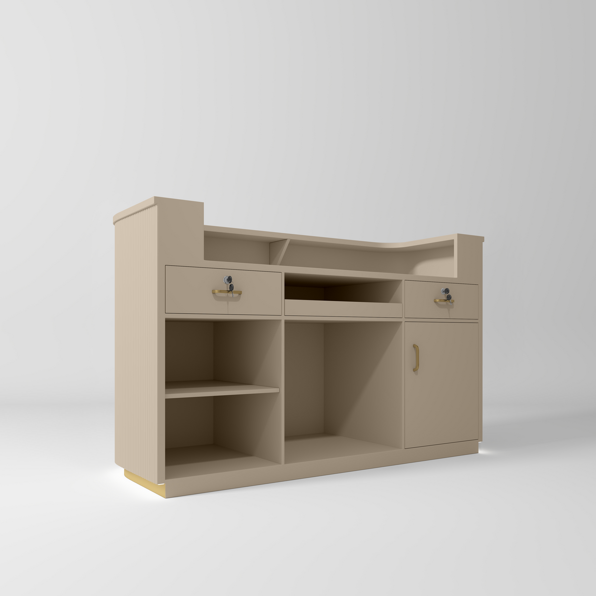 Manufakturo Averne Reception Desk - Sleek & Modern Design with LED Warm Beige