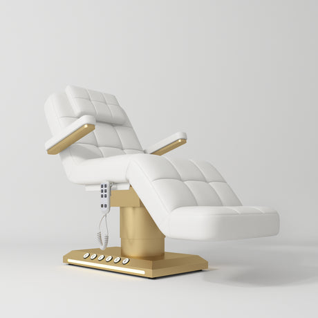 Manufakturo Saphir version B White – 4-Piece Beauty Studio Set: Luxury Bed, Chair, Lamp & Trolley