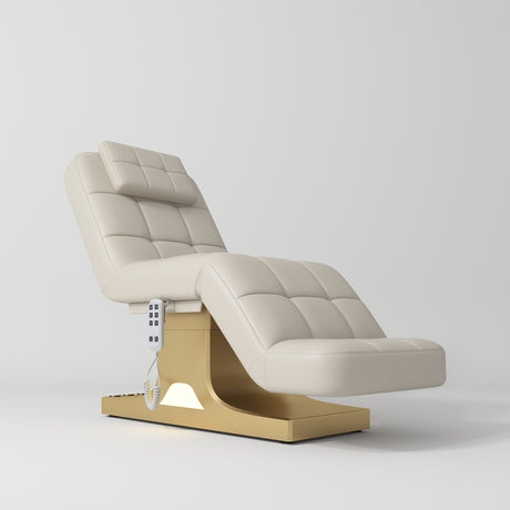 Manufakturo Saphir version A Cappuccino – 4-Piece Beauty Studio Set: Luxury Bed, Chair, Lamp & Trolley