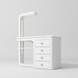 Manufakturo ManiMuse manicure desk with a White body, white top, overhead light and four drawers