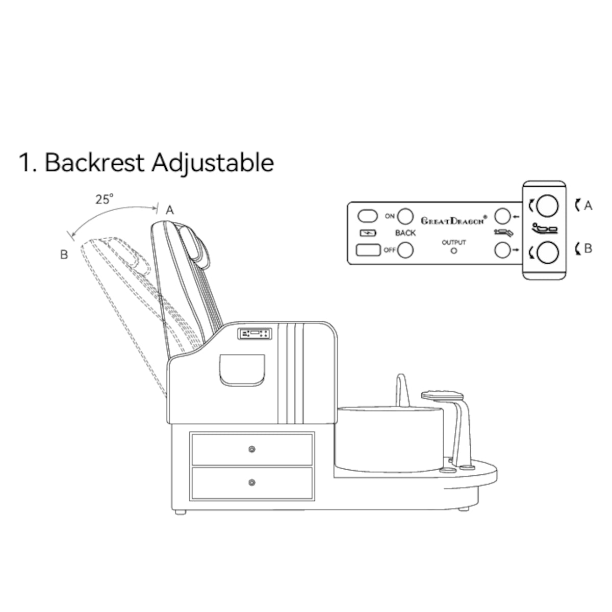 Manufakturo Noémie Luxury Electric Pedicure Chair with Matching Stool – Massage Backrest, Gold Tap, Light Pink
