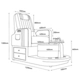 Manufakturo Noémie Luxury Electric Pedicure Chair with Matching Stool – Massage Backrest, Gold Tap, Light Pink