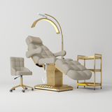 Manufakturo Orielle B Stone Taupe – 4-Piece Beauty Studio Set: Luxury Bed, Chair, Moonlight & Trolley