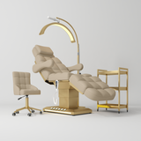 Manufakturo Orielle B Warm Beige – 4-Piece Beauty Studio Set: Luxury Bed, Chair, Moonlight & Trolley