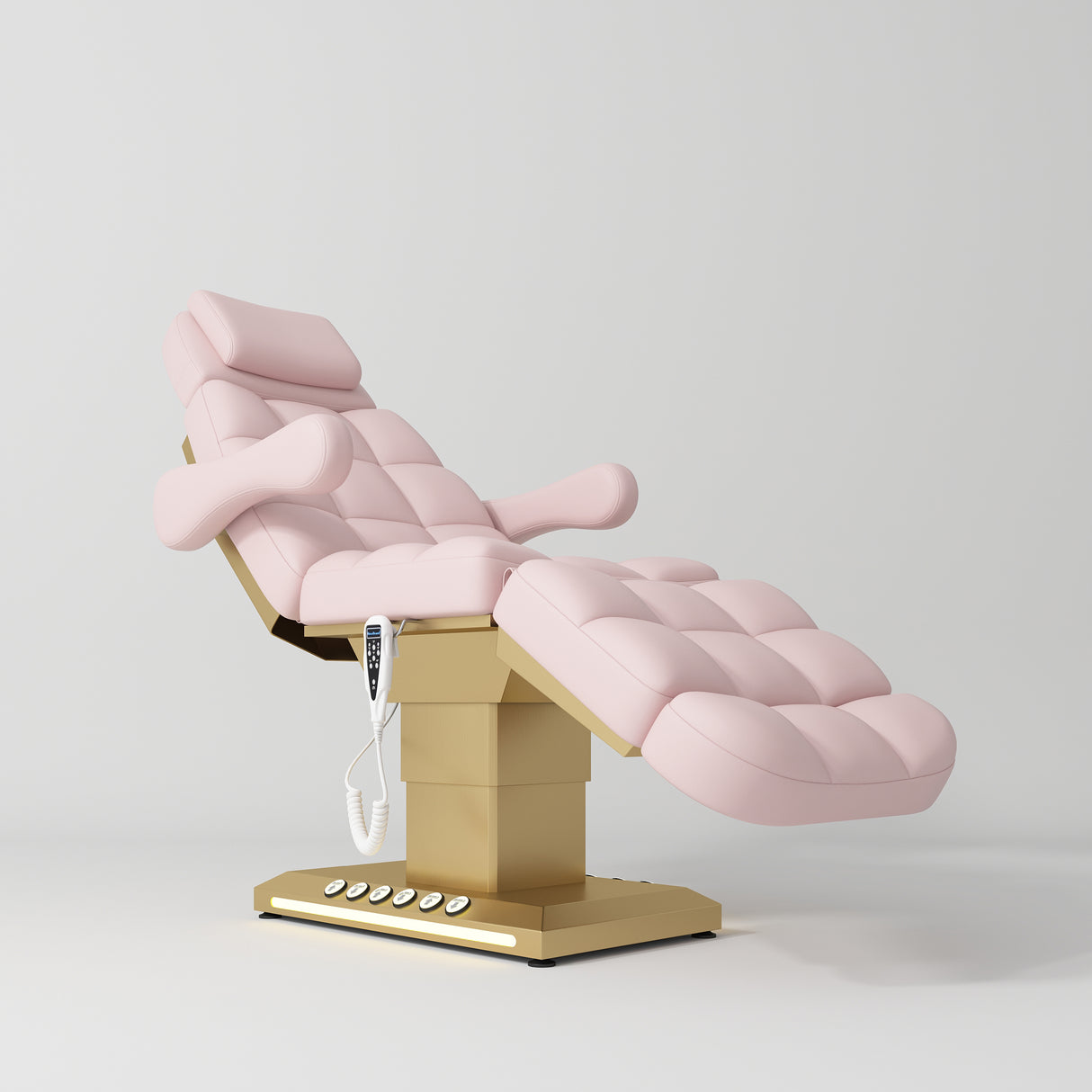 Manufakturo Orielle B Light Pink – 4-Piece Beauty Studio Set: Luxury Bed, Chair, Moonlight & Trolley