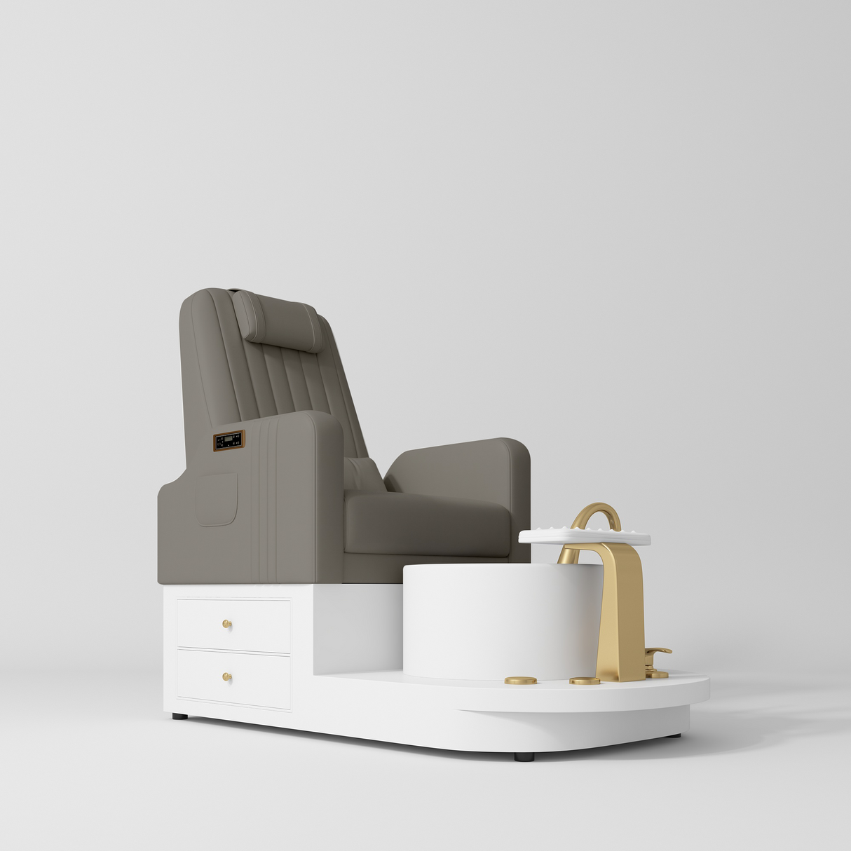 Manufakturo Noémie Deep Ash Luxury Electric Pedicure Chair – Massage Backrest, Gold Tap, USB-C, Ceramic Basin