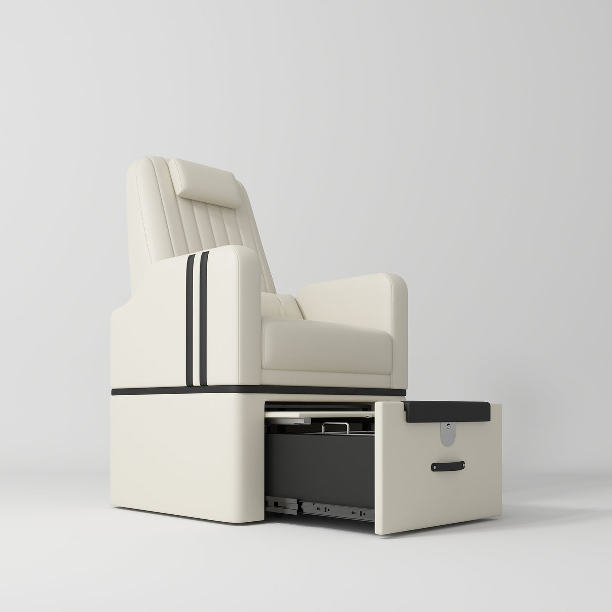Manufakturo Perle Luxury Pedicure Chair – No Plumbing Required, Leather Upholstery Creamy