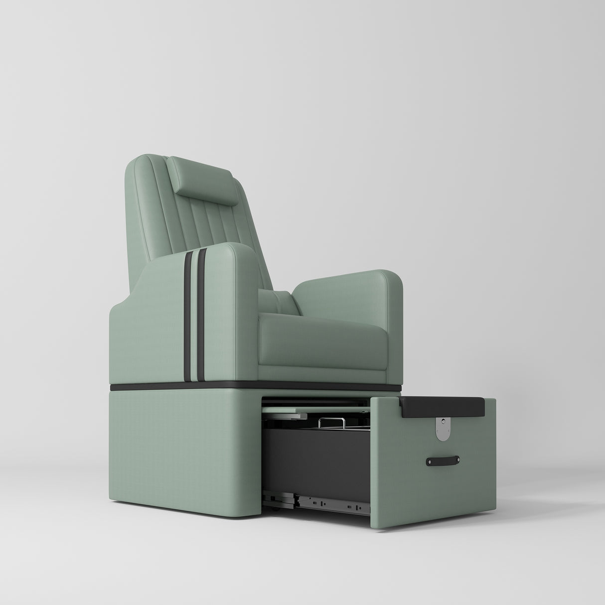 Manufakturo Perle Luxury Pedicure Chair – No Plumbing Required, Leather Upholstery Olive