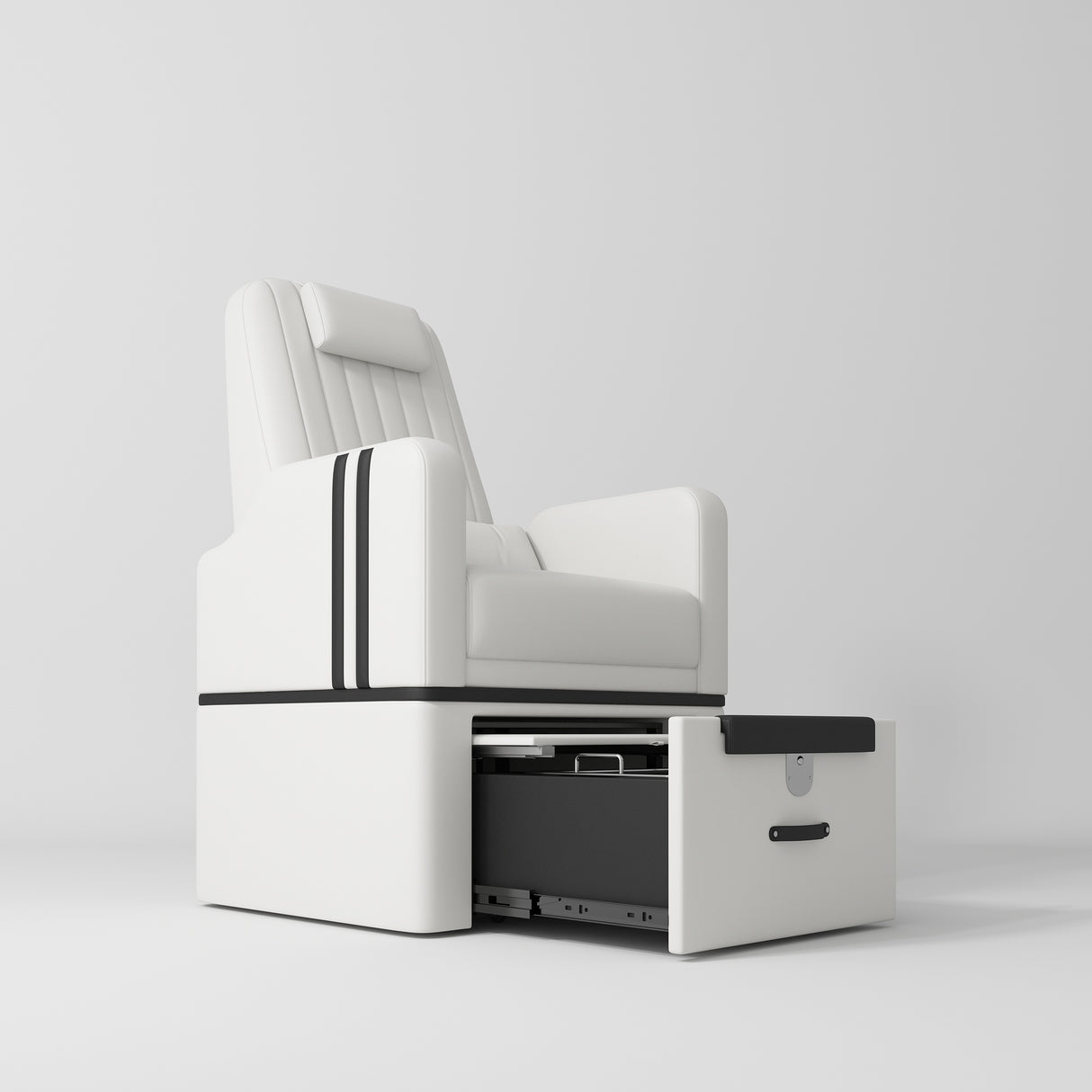 Manufakturo Perle Luxury Pedicure Chair – No Plumbing Required, Leather Upholstery White