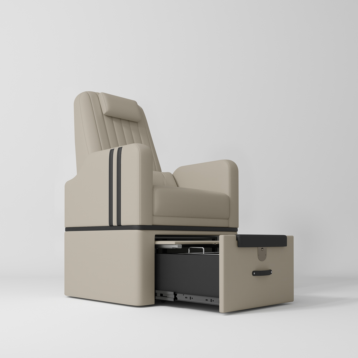 Manufakturo Perle Luxury Pedicure Chair – No Plumbing Required, Leather Upholstery Stone Taupe