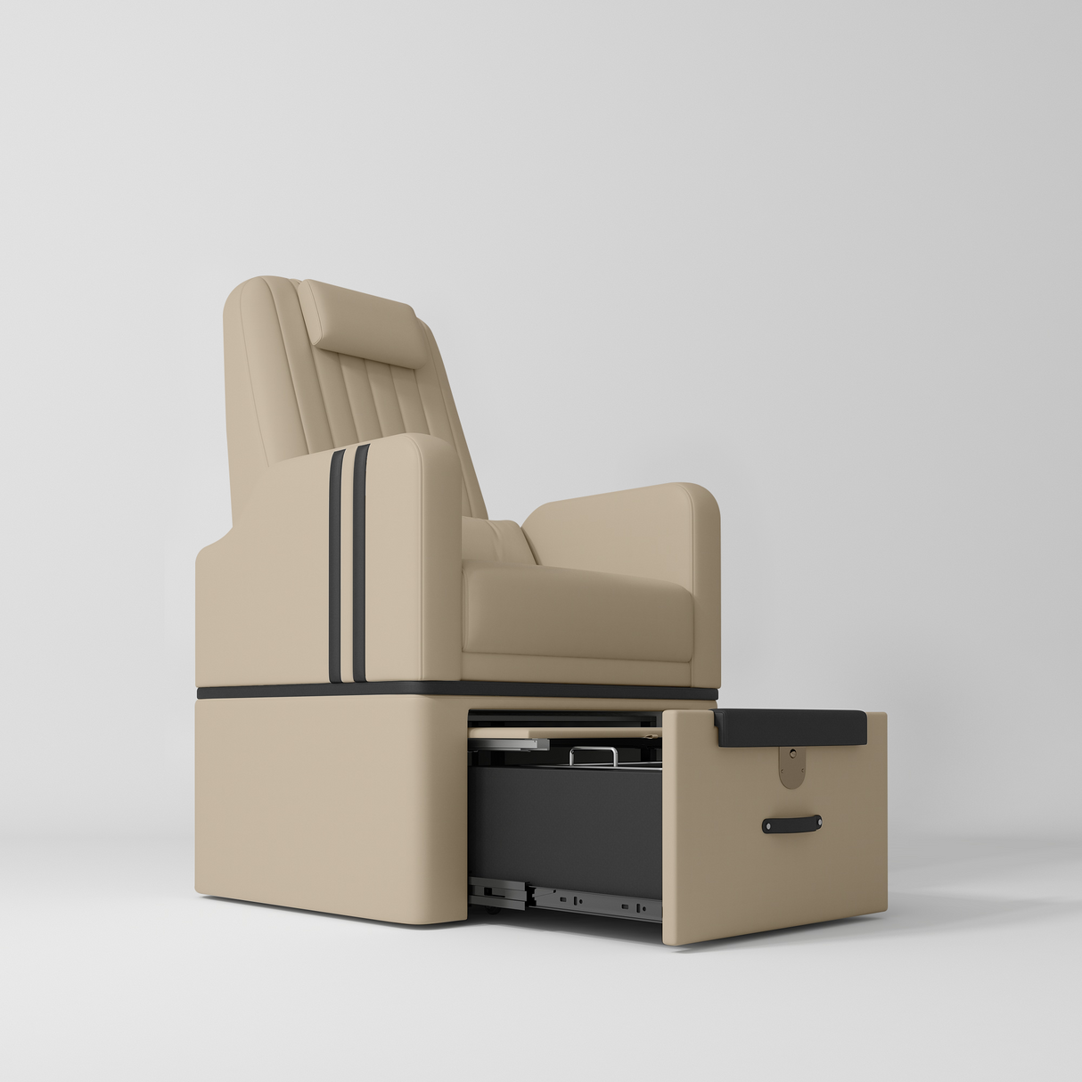 Manufakturo Perle Luxury Pedicure Chair – No Plumbing Required, Leather Upholstery Warm Beige