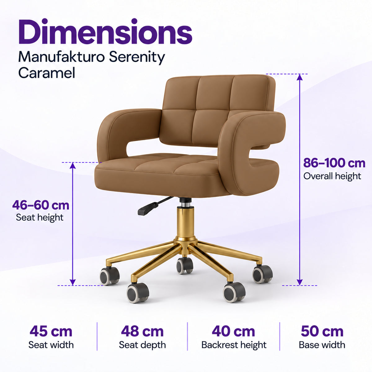 Manufakturo Serenity Caramel – dimensions