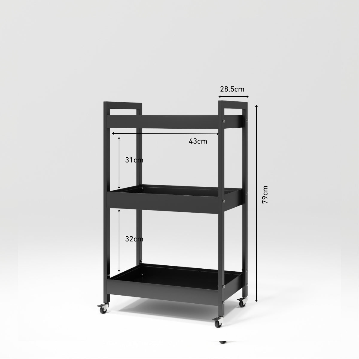 Manufakturo Beauty Trolley Assistant on Wheels Black dimensions