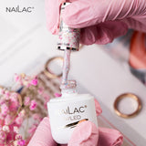 NaiLac Hybrid UV/LED Glammy Rubber Base Milk & Confetti Swatch