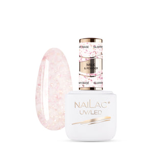NaiLac Hybrid UV/LED Glammy Rubber Base Milk & Powder