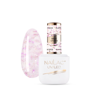 NaiLac Hybrid UV/LED Glammy Rubber Base Milk & Purple