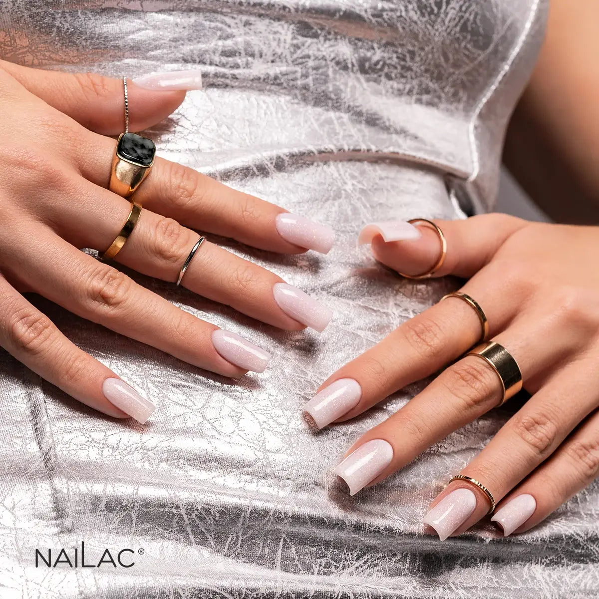 NaiLac Hybrid UV/LED Top OpalX Blush Gold Nails  Style