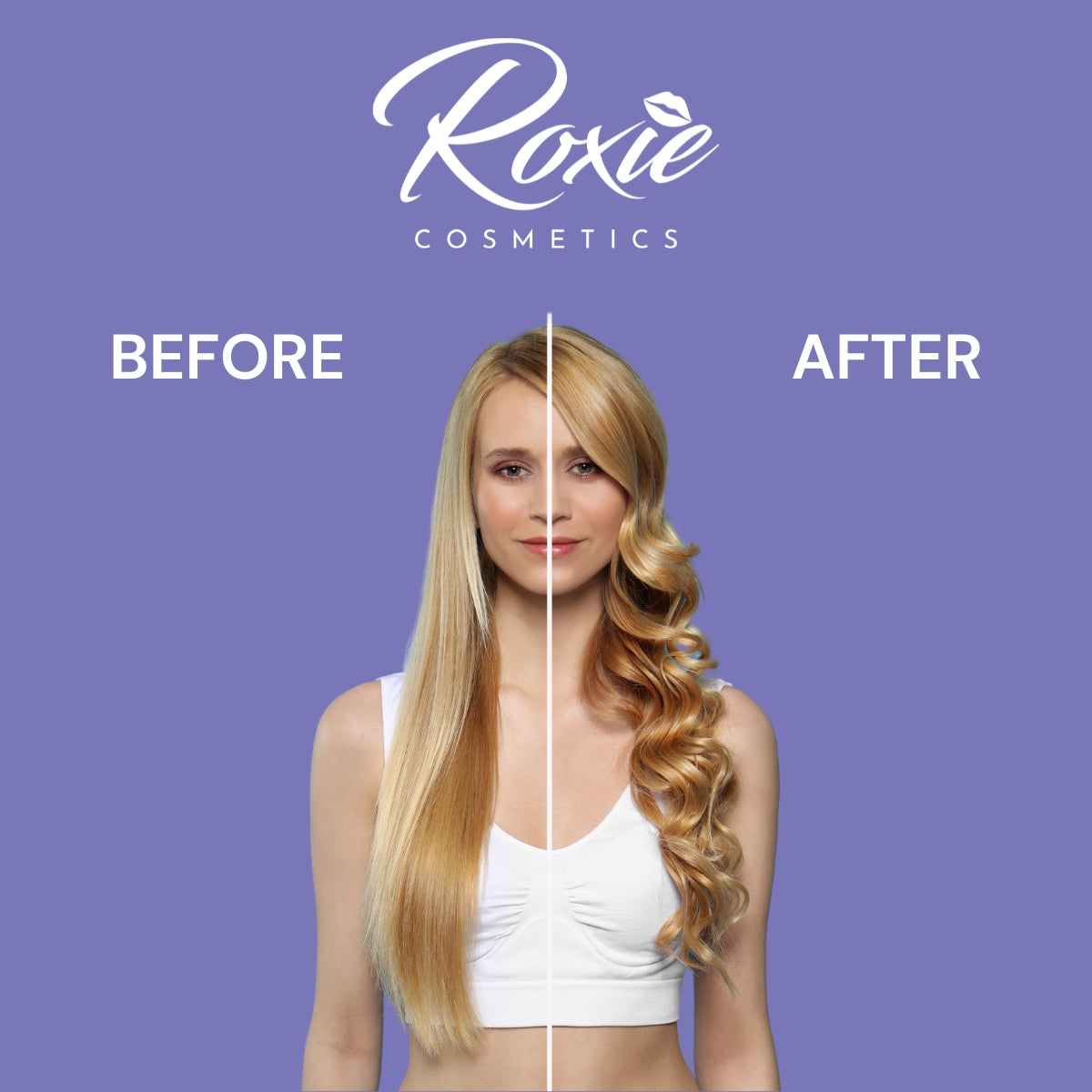 Roxie Heatless Curling Headband Kit Black & White Before and After - Roxie Cosmetics