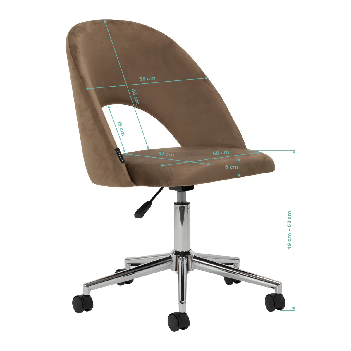 4Rico Arco Chair Brown - close-up of the upholstery and adjustment details
