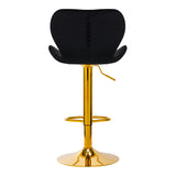 4Rico Bar Stool QS-B15 Velvet Black - full product view on a white background