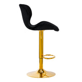 4Rico Bar Stool QS-B15 Velvet Black - close-up of the upholstery and adjustment details
