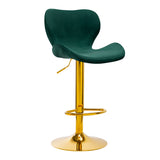 4Rico Bar Stool QS-B15 Velvet Green - full product view at an angle on a white background