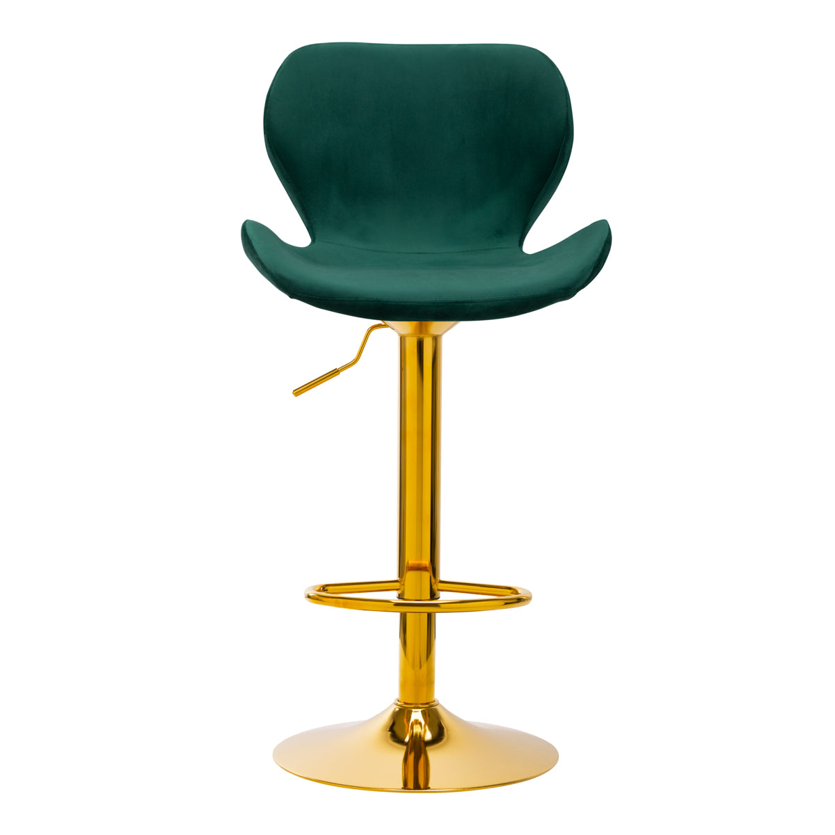 4Rico Bar Stool QS-B15 Velvet Green - close-up of the upholstery and adjustment details