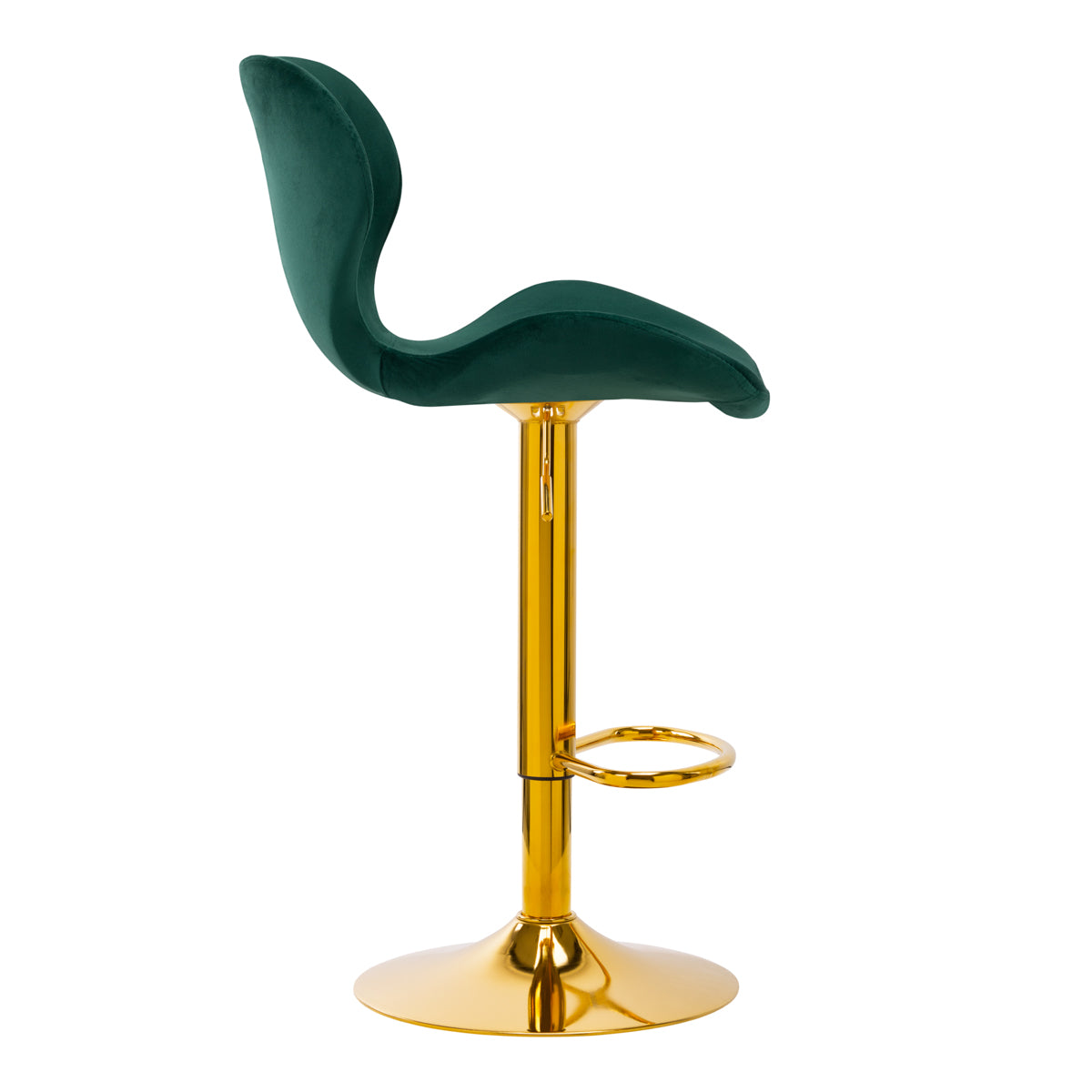 4Rico Bar Stool QS-B15 Velvet Green - close-up of the upholstery and adjustment details