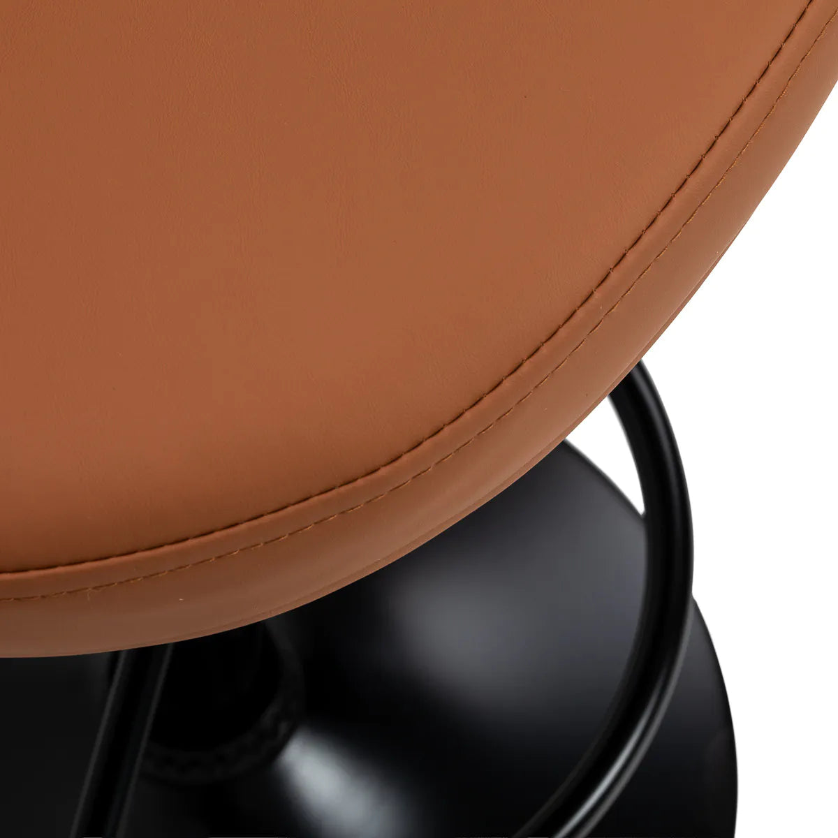 4Rico Modo Bar Stool Brown With Black Base - close-up of the upholstery and construction details