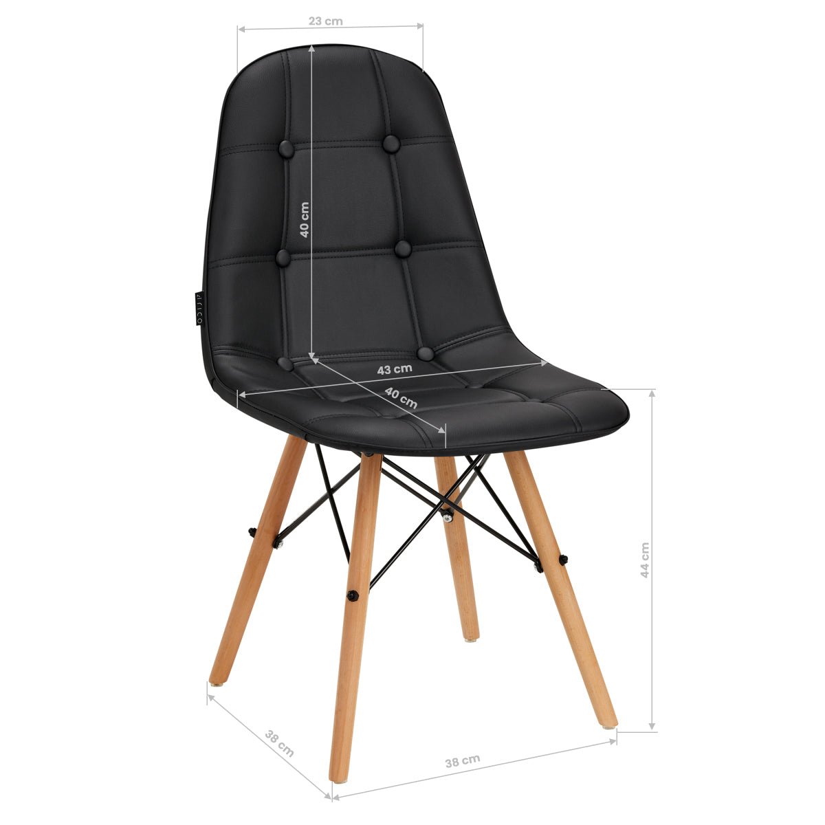 4Rico QS-185 Chair Black - full product view on a white background