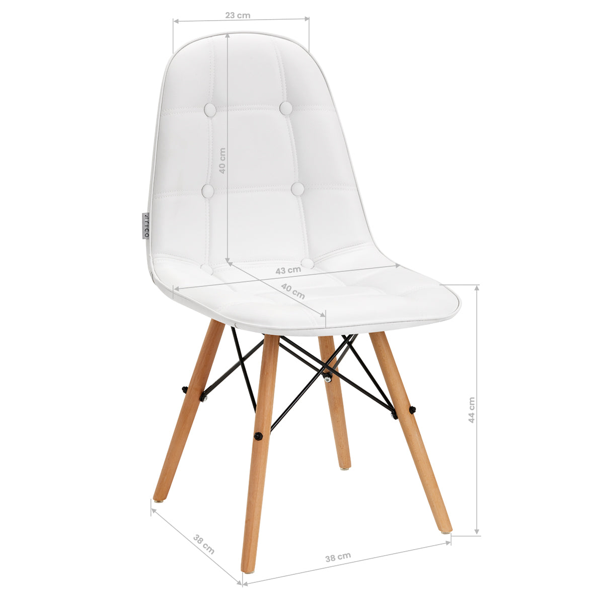4Rico QS-185 Reception Chair White - dimensions and measurements shown