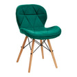 4Rico QS-186 Velvet Reception Chair Green - full product view at an angle on a white background